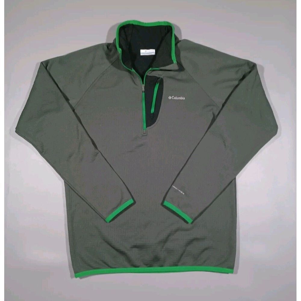 Columbia Shirt Mens M Green Pullover 1/4 Zip Omni Wick Outdoor Running - Picture 1 of 4